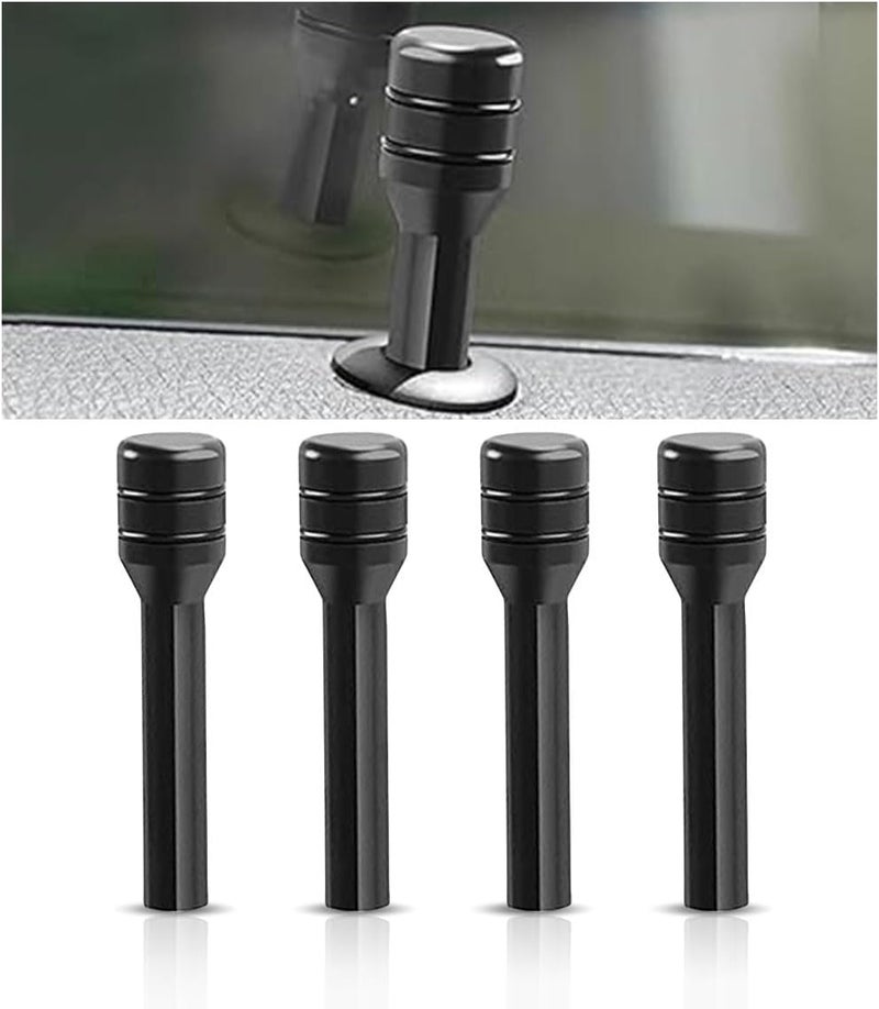 GLSOWEE 4PCS Car Door Lock Knobs, 1.96×0.47 Inch Door Lift Bolt Auto Inner Door Pull Pins, Aluminum Alloy Door Lock Cover Decor, Universal Car Accessories for Most Cars, Trucks (Black) - Image 1